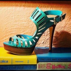 Guess Turquoise Leather Strappy Stilettos